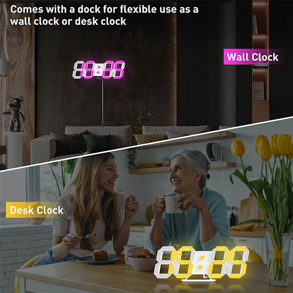 LED Smart Digital Ur  Vægklokke Stue Moderne Personlighed Multifunktionel Elektronisk