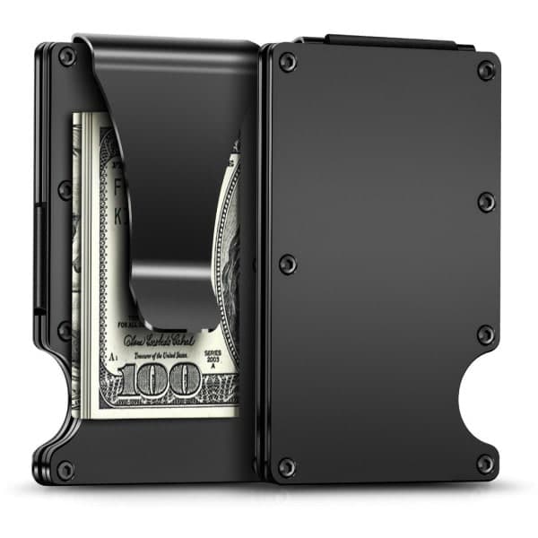 Aluminium Kortholder med RFID-beskyttelse - Holdbar og Stilfuld Sort one size