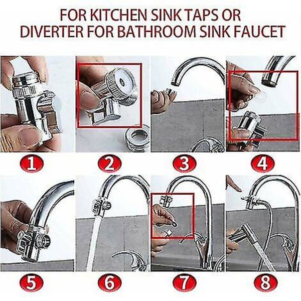 Manifold Hane - Universal Brusemanifold - Diverterventil Udskiftningsdele Bruseadapter - Haneventil - til Vask Badeværelse Køkken Vaskemaskine