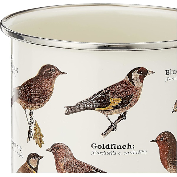 Emaljmugg med trädgårdsfåglar, 1 st (förpackning om 1), flerfärgad, 450 ml - modern