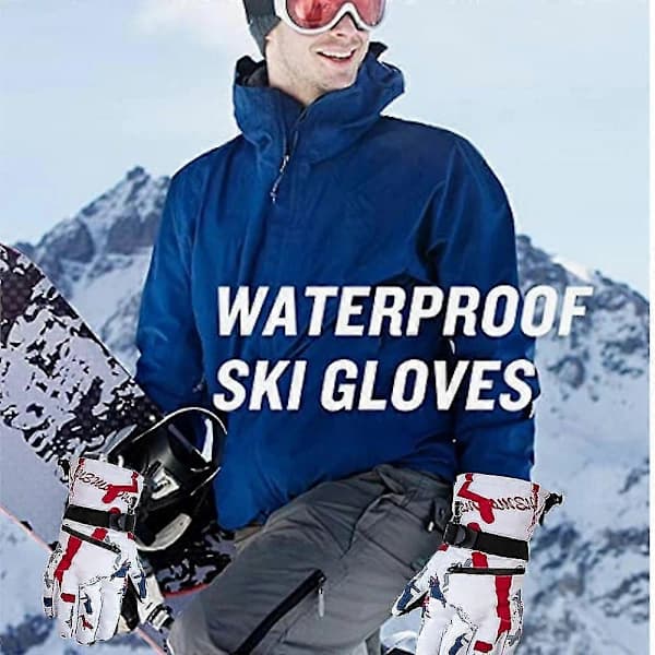 Skidhandskar Herr Snöhandskar för Män Kvinnor Vattentäta Snowboardhandskar Vinter Varma Röda