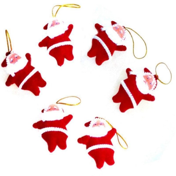 6 st Juldekoration röd mini tomte snögubbe present julklapp far hänge prydnad
