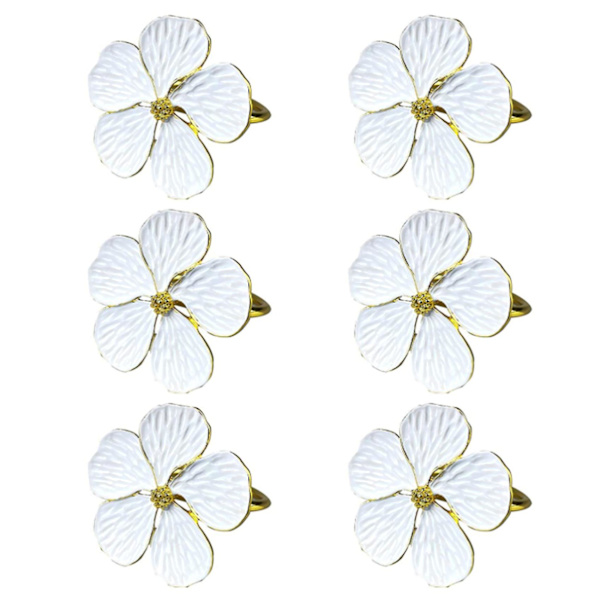6 stk. Blomster Servietringe, Blomster Servietspænder Serviet Holder Spisebord Indstilling Dekoration Til Bryllup