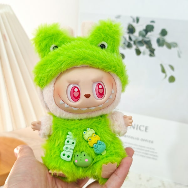 [HH] 17cm Labubu Docka Kläder Tillbehör Set Mini Docka Kostym Gåva Röd Liten Svan Panda Jumpsuit Uppsättning för DIY Samlare style 12