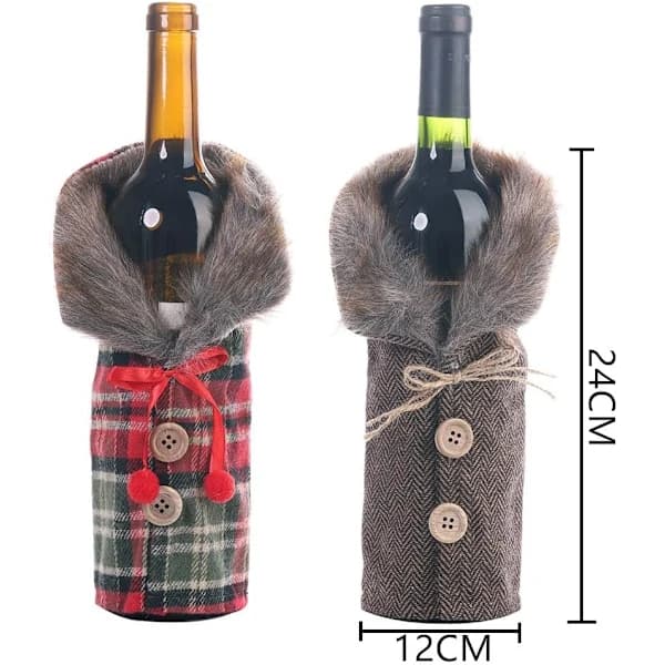 Festliga Vinflaskskydd – 2-pack – Perfekt Julgåva – Julbordsdekoration