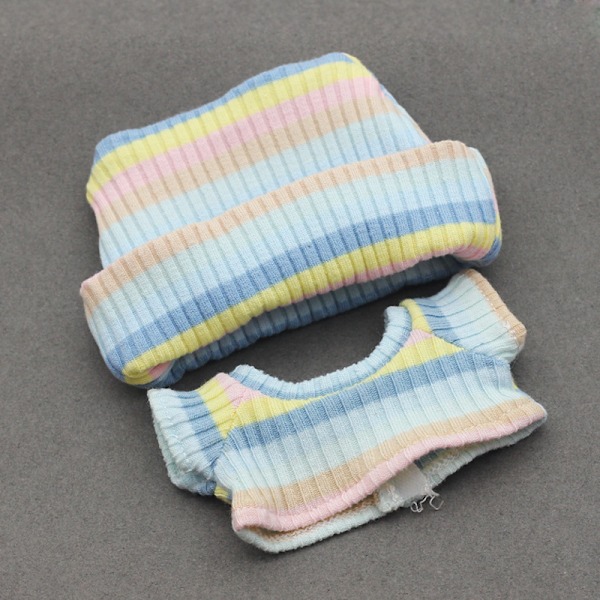 [HH]POPMART 17cm Labubu Ensimmäinen Toinen Sukupolvi Villapaita T-paita Sarjakuva Lelu Nukke Vaatteet Neulottu Kierteinen Hihallinen Hattu Valmistettu Bambusta Colorful blue