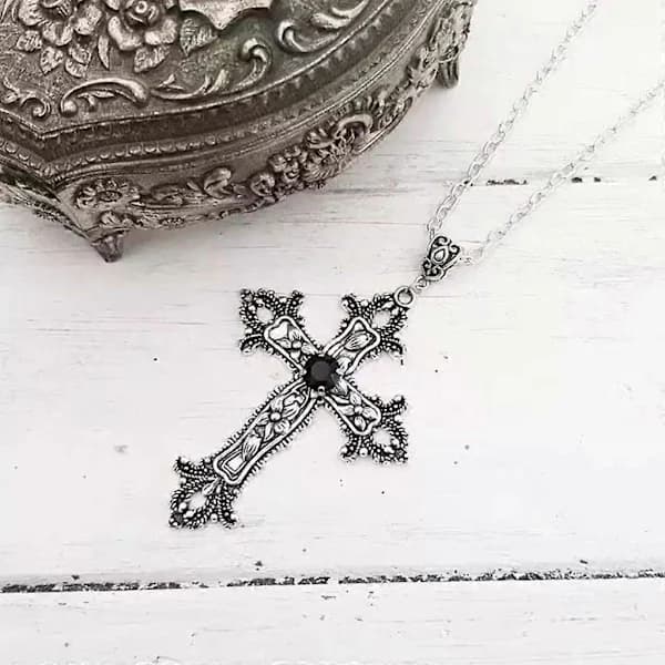 Korshalskæde Punk Smykker Mode Charm Statement Kvinder Gave Sort Sort