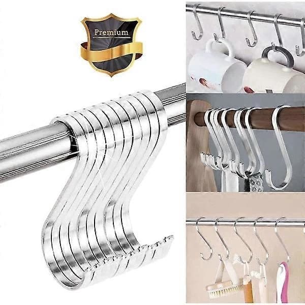 20-pack Multifunktionella Hängande S-krokar Rostfritt Stål S-formade Krokar S-Krok för Badrum Sovrum Kontor Kök