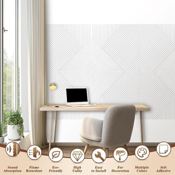 12-pack Akustikpaneler 30x30 cm – Självhäftande Ljuddämpande Paneler, Vit för Studio, Hemmakontor & Sovrum