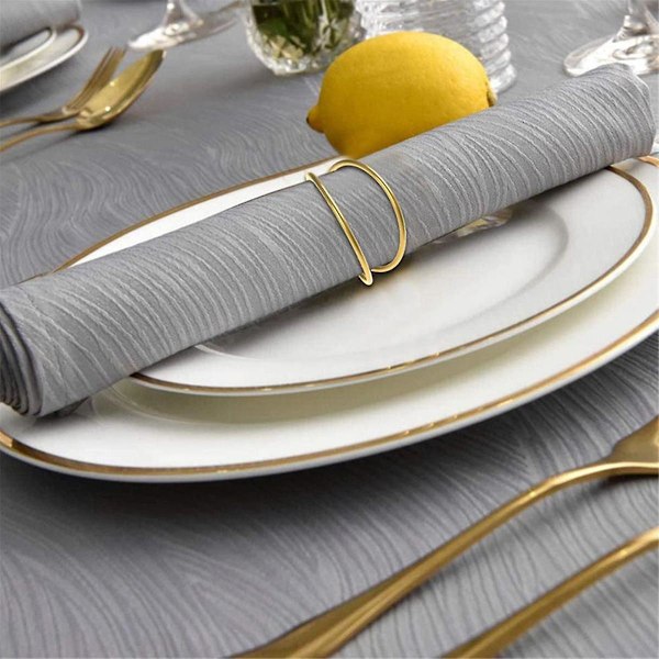 12 stk. Servietringe i enkelt design, guld, til bryllup, Thanksgiving, julefester og middagsselskaber