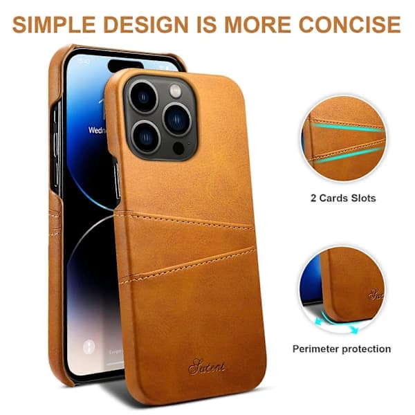 Suteni Kalvtextur Kortplats Telefonfodral för iPhone 14 Pro Max