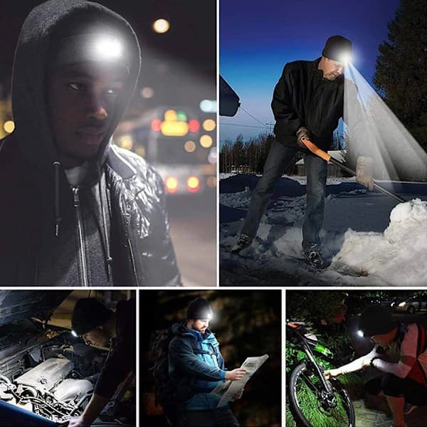 Bluetooth-lue med LED-lys for menn og kvinner, musikk-lue, blå