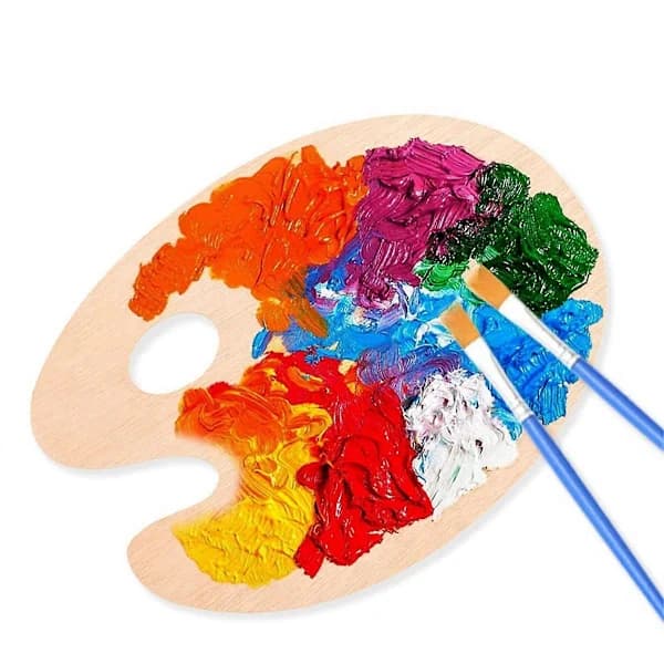 Træpalette Oval Malepalet i Træ med Tommelfingerhul