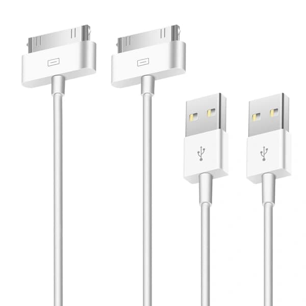 2X Ladekabel for eldre iPhones og iPads 30-pin USB-kabel Hvit