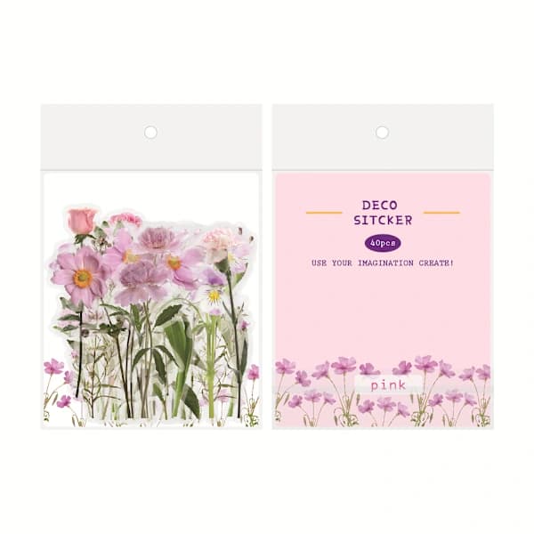 HA-Blomsterdekaler - 80 stk. Selvklæbende Blomstermønstrede Papirdekaler til DIY-håndværk
