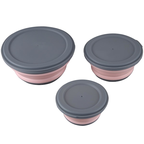 3-pack Skålar i Silikon, Vikbara Lunchlådor, Bärbara Vikbara Skålar, Vikbar Salladsbehållare