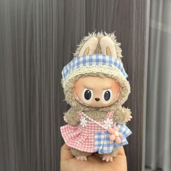 [HH] Labubu 17cm Første & Anden Generations Vinyl Plysdukke Vedhæng med Udskiftningstøj Sæt Festdekorationer Tilbehør Labubu baby clothes (no baby) Lbb-56