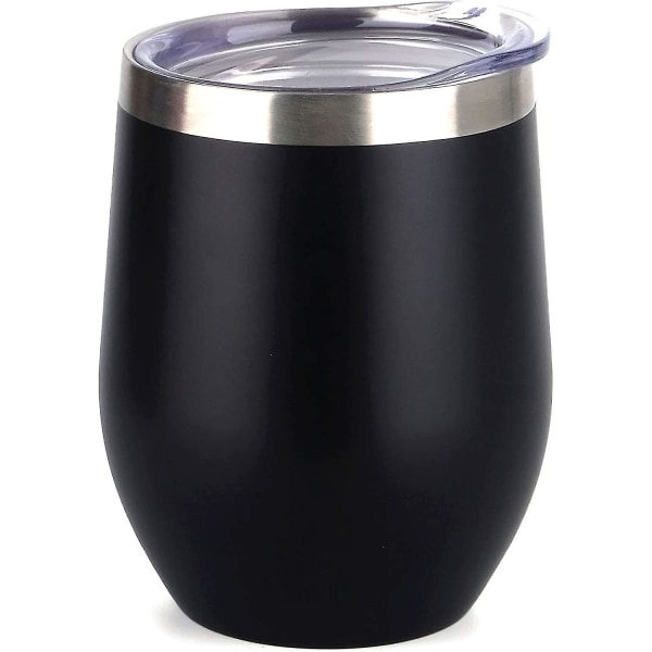 Vaccum Insulated Wine Tumbler With Lid , Stemless Stainless Steel Insulated Wine Glass 12oz, Double Wall Durable Coffee Mug, For Champaign, Cocktail,