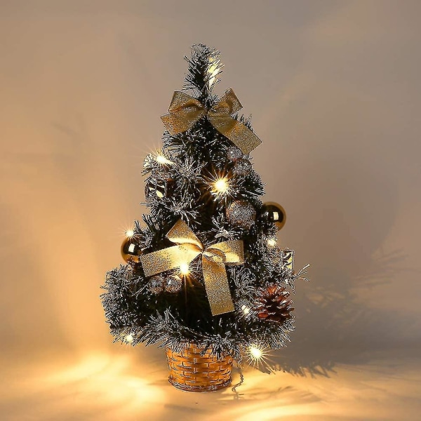 Liten juletre med lys, mini skrivebordsdekorert juletre (40 cm) TA