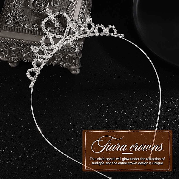 Jentetiaraer og kroner Sølv Prinsesse Tiara Rhinestone Bursdagsfest Krone Krystall Pynt Tiaraer Hodeplagg for Kvinner og Jenter,WZ-1512R