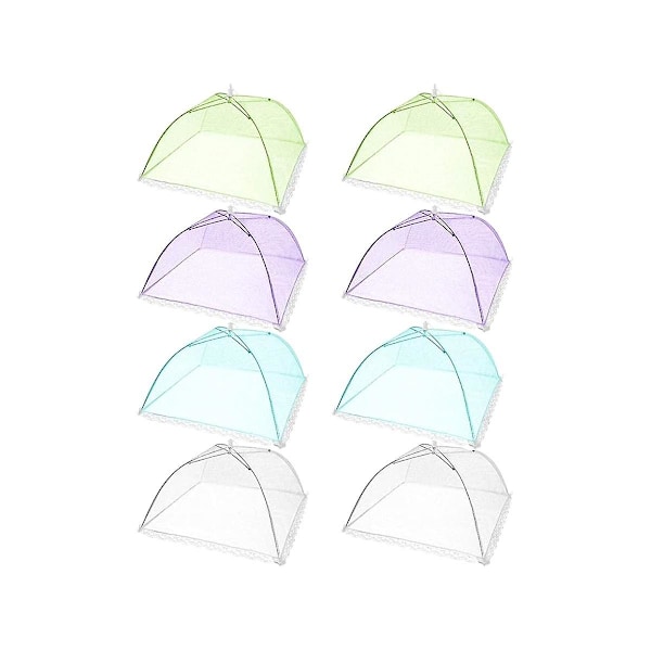 Pop-up Mesh Screen Tent Umbrella, 8-pakks farget matdekselnett for utendørs, fester, piknik, gjenbrukbar