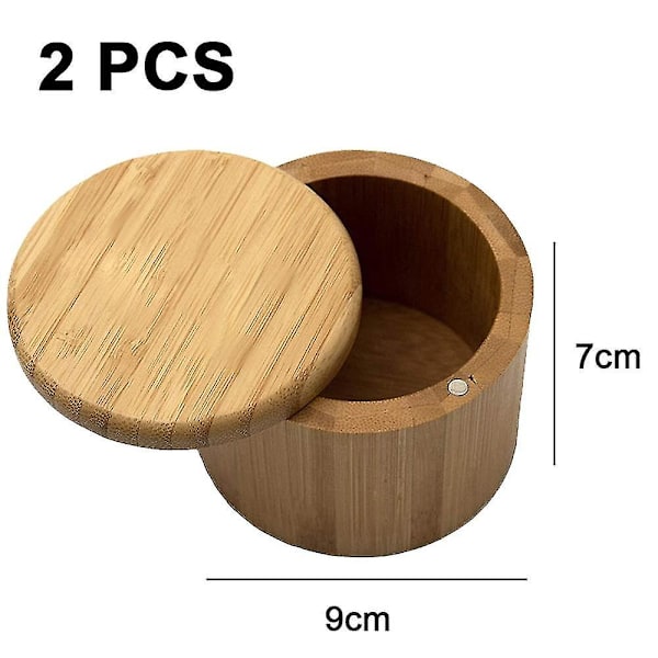 Bambus Saltboks, Saltbeholder Med Låg, Saltshaker, Spidskommen Og Peber