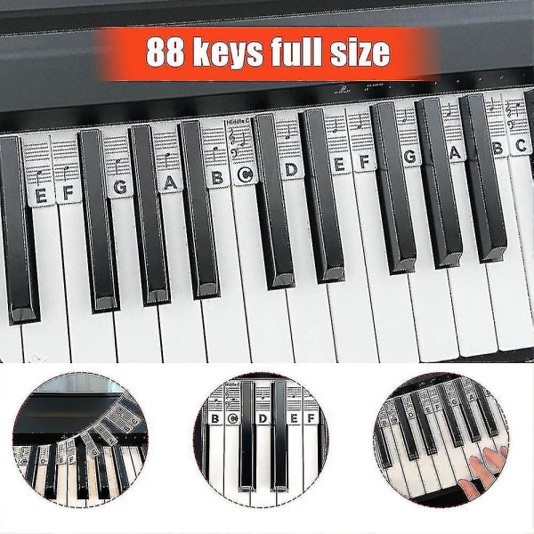 Removable Piano Keyboard Note Labels Reusable Silicone 88 Keys Piano Notes Guide Stickers