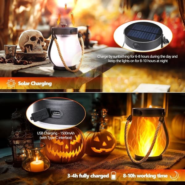 Solcelle Eldlygte Halloween - USB Dansende Lys Have Hjem Dekoration