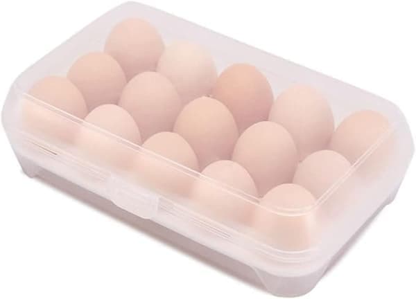 1 Nivå Eggbeholder for kjøleskap, eggdispenser, eggholder, eggoppbevaring for 15 egg