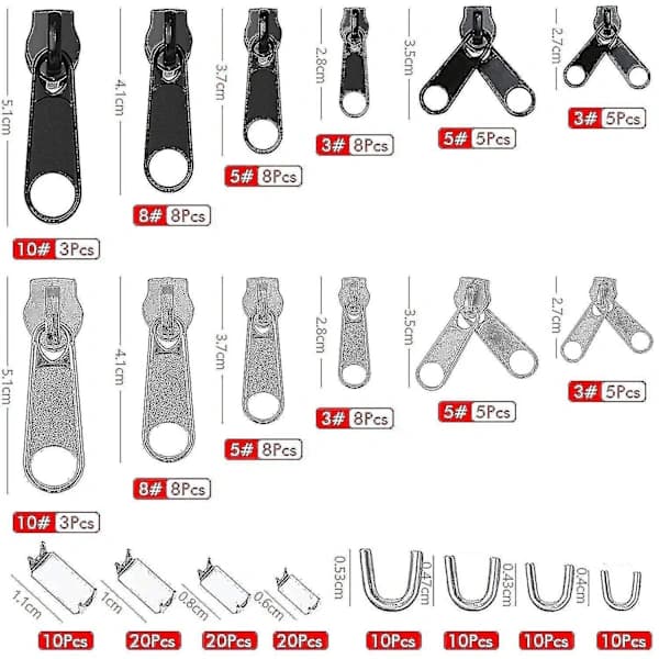 197-delars dragkedjereparationssats, dragkedjebyte dragkedjebyte 2 minitänger