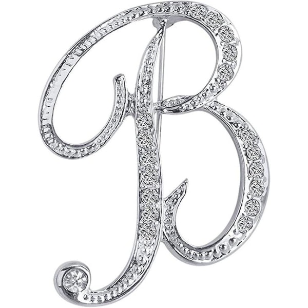 A-Z Initial Letters Brooch For Women,Silver Plated Metal Rhinestone Clear AAA+ Crystal Lapel Pin Brooches1Pcs,WZ-1149R