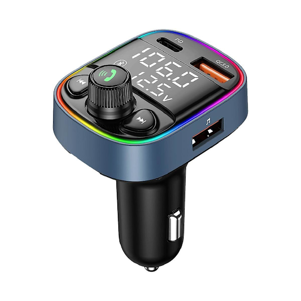 Car Bluetooth 5.0 Mp3 Player Fm Dual Digital Display Can Connect Two Mobile Phones Car Charger Pd20