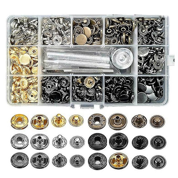 120 set tryckknappssats, metallknappar knapp läderhantverk nitar tryckknappar, 12,5 mm läder