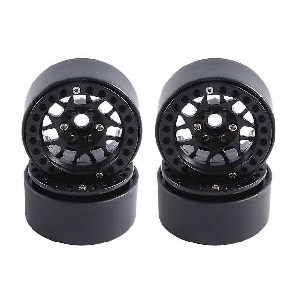 4 stk. 1,9 tommer metal beadlock hjulnavfælge til 1/10 RC Crawler Car Trx4 Axial Scx10 Redcat Gen8, sort
