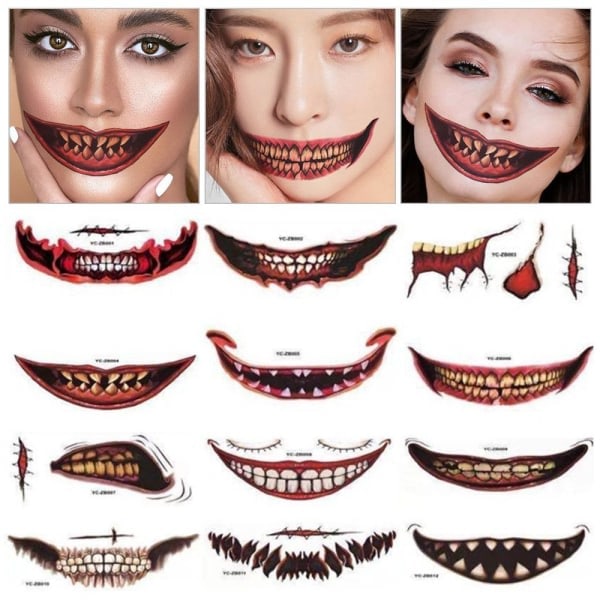 /HH/ Halloween-tatuointitarrat Iso suu tatuoinnit A A