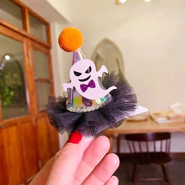 4 st Halloween Hårnålar med Hatt Glitter Spets Pumpa Spöke Ba