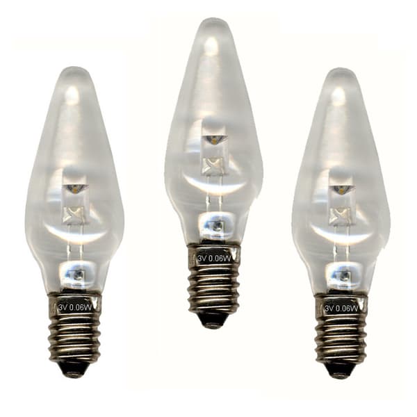 {HH}3 kpl Joulu- Adventti- Kynttelikkö-Lamppuja. LED E10 3V 0.06W KIRKAS