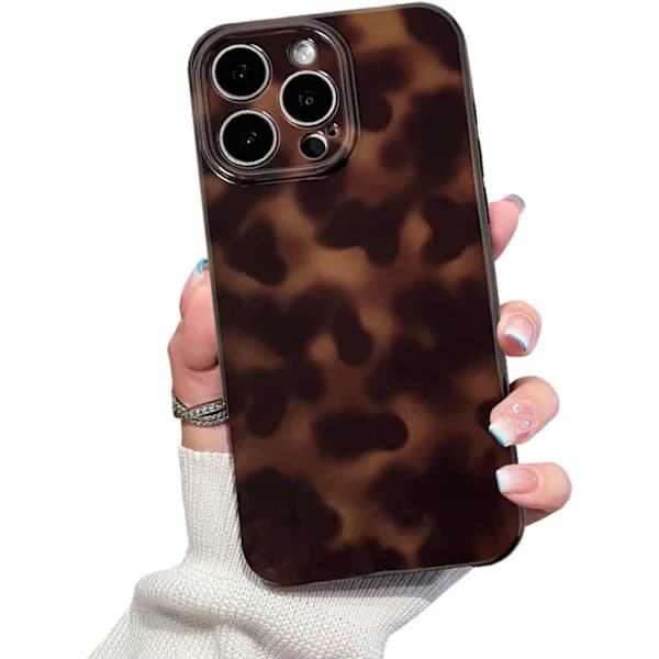 Søtt telefondeksel for iPhone 16 Pro Max Deksel Amber Leopard Full Kamerabeskyttelse Slim Støtsikker Estetisk-Brun Amber