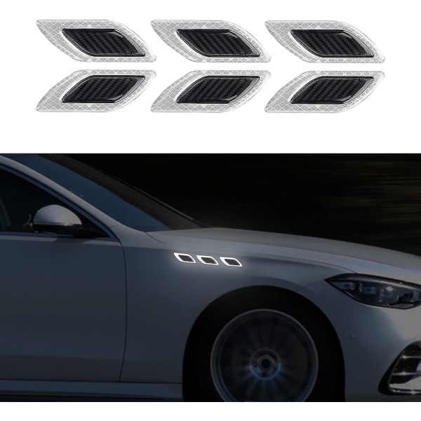 6 st starka reflekterande remsdekaler för bilstänkskydd, motorhuv, stötfångare, nattsikt, reflekterande dekal, säkerhetsvarningsdekaler, kolfiberkvalitet
