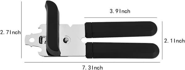 Multifunctional Can and Bottle Opener - With Sharp Stainless Steel Cutting Wheel - Soft Ergonomic Handle - Black