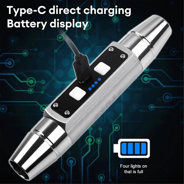 Dobbelt Hoved Jade Lommelygte 6 Usb Direkte Opladning Identifikation Smykker Jade Fluorescerende Lampe, Bla