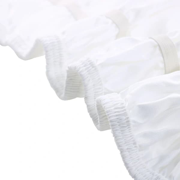 Sengekappe Snøhvit Børstet Polyester Sengekjørt 137x190cm Tre Sider Støvete Stretchstoff