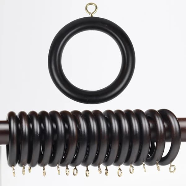 12-pak Træ Gardineringe, Træ Draperiringe, Draperier Gardinstang, Bruseforhængsringe, 4,45 cm Indvendig Diameter, Passer op til 3,17 cm Gardinstangsring...