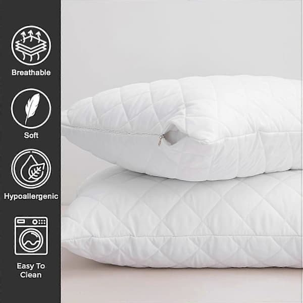 Pillowcases 2-pack Quilted Ultra Soft Anti-allergenic Pillowcase Breathable and Comfortable Microfiber 48x74 CM