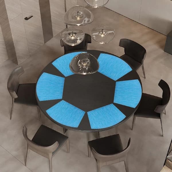 Blått sett med 4 PVC-bordbrikker - Vaskbare - For runde bord