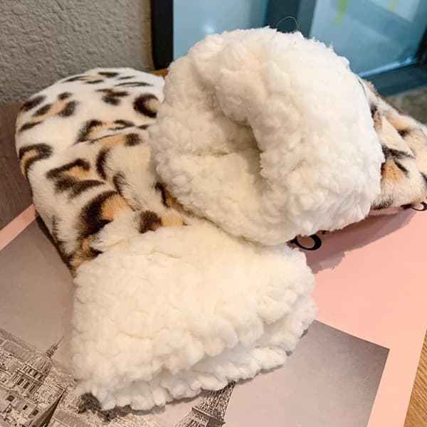 SHISHPEI Ko-trykte Plys Handsker Leopardprint Grimme Design Vinterhandsker Kuldebeskyttelse Bløde Plys Julevanter Vinter (FMY) Kaffe