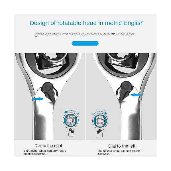 Multifunktionel Ratchet Socket Wrench Universal Wrench To-vejs Ratchet Wrench Auto Reparationsværktøj, 8-19