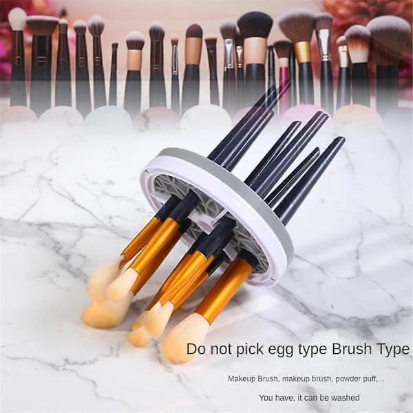 Elektrisk makeupbørsterenser Maskine + Makeupbørsterensermåtte til makeupbørsteværktøjer i alle størrelser C