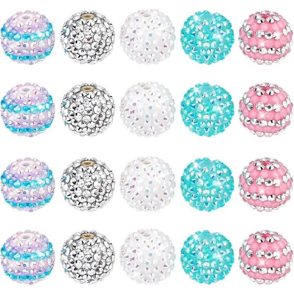 85 st 20mm Rhinestone Pärlor Runda Pärlor Diskokula Pärlor Glittrande Diamant Pärlor Stora Tuggummipärlor