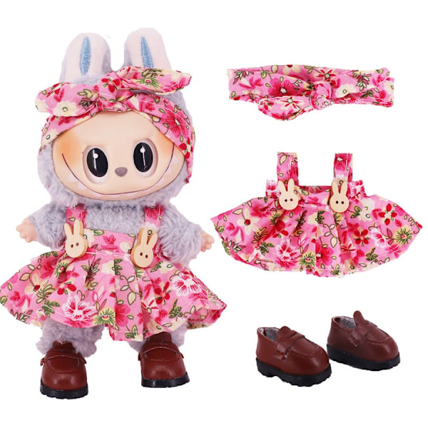 [HH] Söta Labubu Kläder Blommig Klänning Kläder Lakers Laguniform Sportkläder Outfit Tillbehör Set Labubu Kläder 7